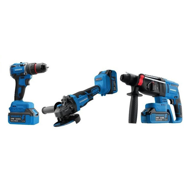 ابزارآلات شارژی ویوارکس مدل VR2403-BCK مجموعه 3 عددی دوباتری ۴ امپر